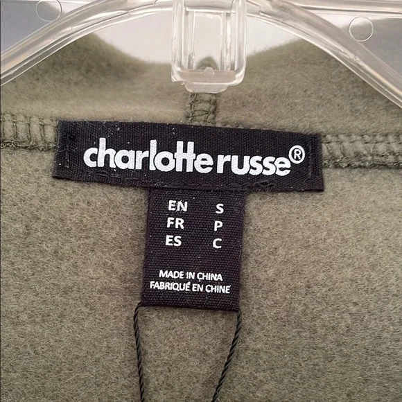 NWT Olive Cropped Full Zip Hoodie Sweatshirt Jacket - Picture 8 of 9